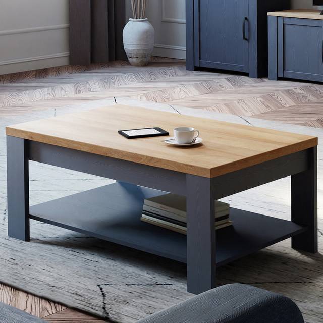 Florence Bohol Navy Riviera Oak Coffee Table - Blue - 60 x 100 x 45cm