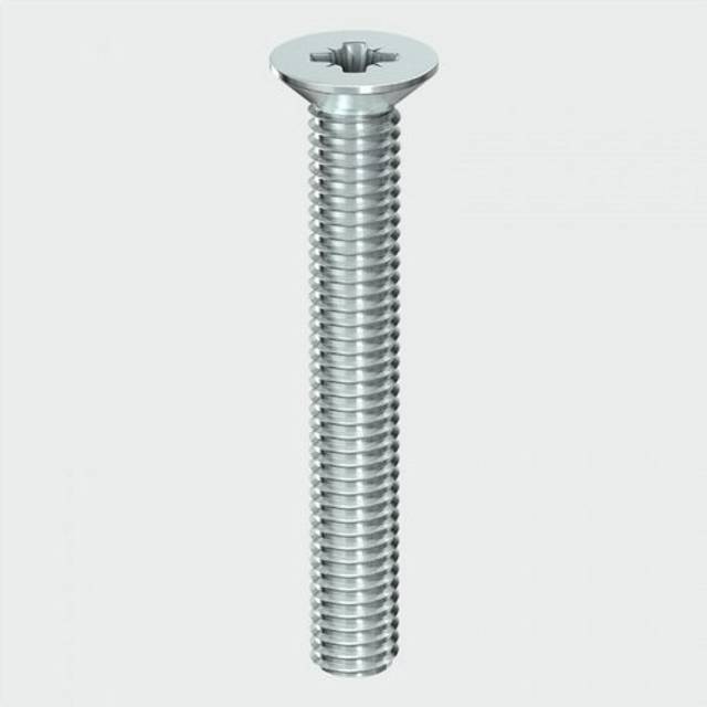 Machine Screw Pozi Countersunk Bright Zinc Plated M4 25mm Pack of 100