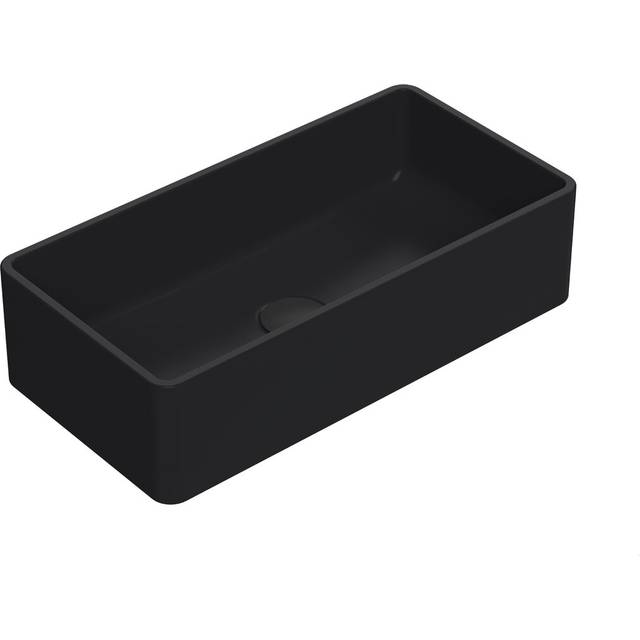 Nuie vessel 465mm rectangular sit-on countertop basin matt black modern bathroom