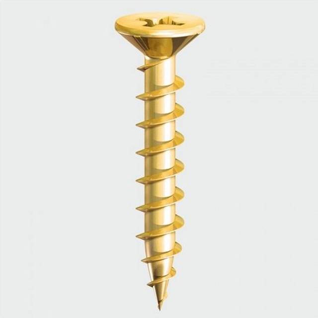 Timco - Window Fabrication Screws Countersunk with Ribs ph Single Thread Gimlet Point Yellow - 4.3 x 35