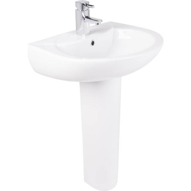 NRG Bathroom Cloakroom Full Pedestal 540mm Basin Compact Single Tap Hole Sink