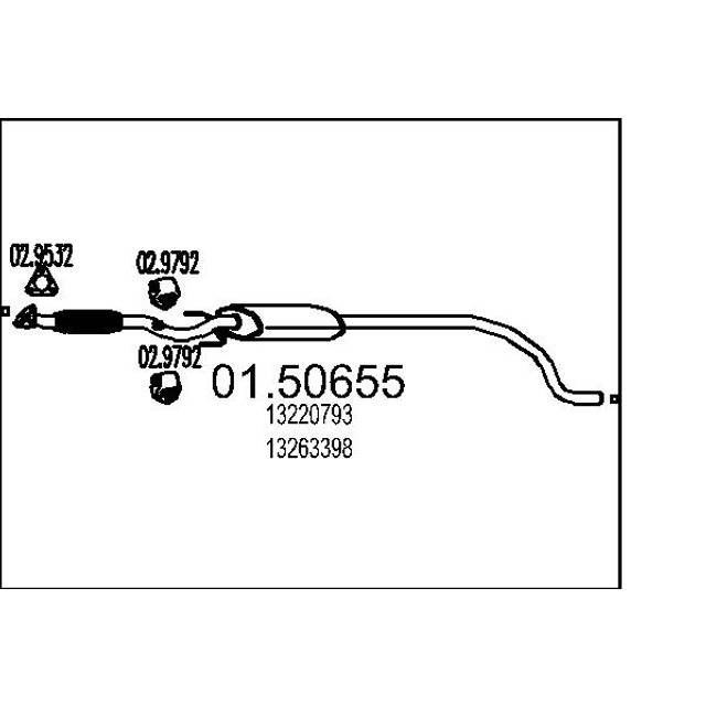 MTS Mittenljuddämpare 01.50655 2430 OPEL: Corsa D Hatchback