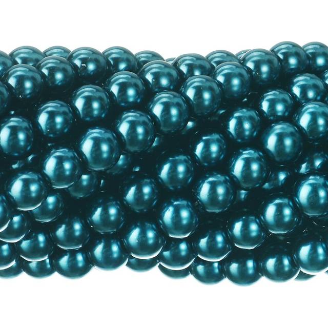 RUBYCA 200Pcs Czech Tiny Satin Luster Glass Pearl Round Beads Beading Jewelry Making 8mm Indicolite
