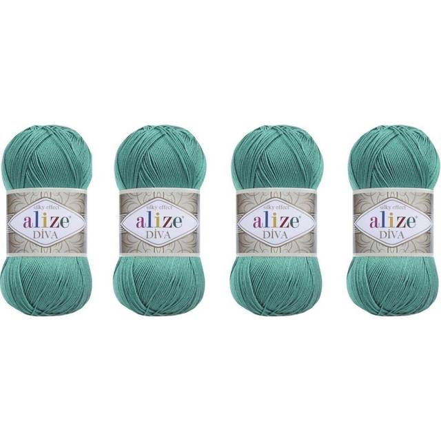 Hand Knitting Yarn 100% Microfiber Acrylic Yarn Alize Diva Silk Effect Thread Crochet Art Lace Craft Lot of 4 skeins 400gr 1532yds 610