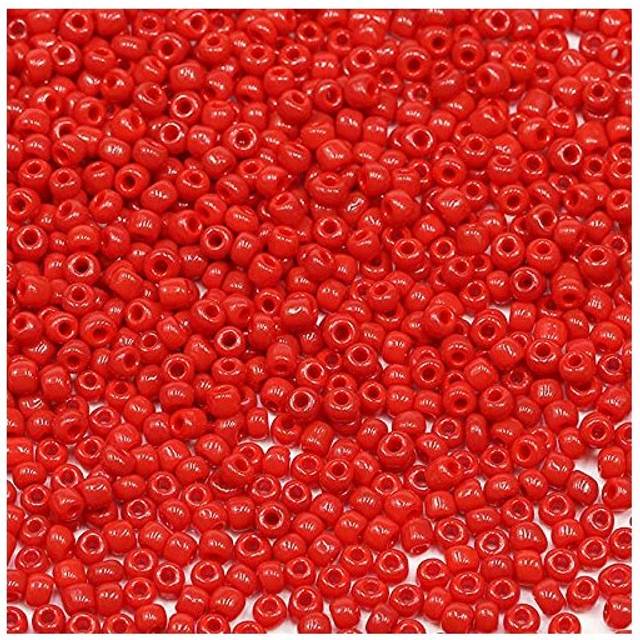 Bala&Fillic Opaque Red Color 3mm Seed Beads About 3600pcs/100Grams in Bag  8/0 Glass Craft Beads for Making Bracelet and Necklace (Red)