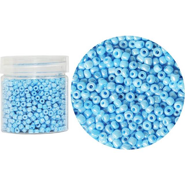 Bala&Fillic Opaque Light Blue Pearl Color 4mm Glass Seed Beads About 1400pcs/110g in Box 6/0 Glass Craft Seed Beads for Jewelry Making Light Blue Pear