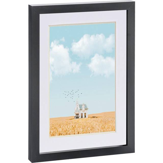 Black A4 (8" x 12") Photo Frame with A5 Mount - White Mount