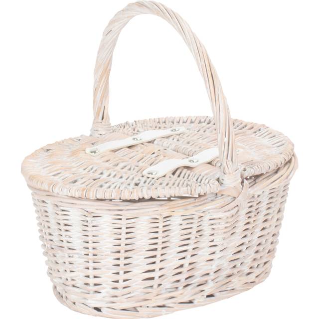 Wicker Childs White Wash Lidded Basket - One Size