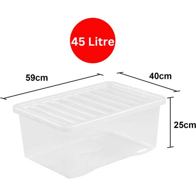45L Plastic Stackable Storage Box With Lid Clear Container Home Work