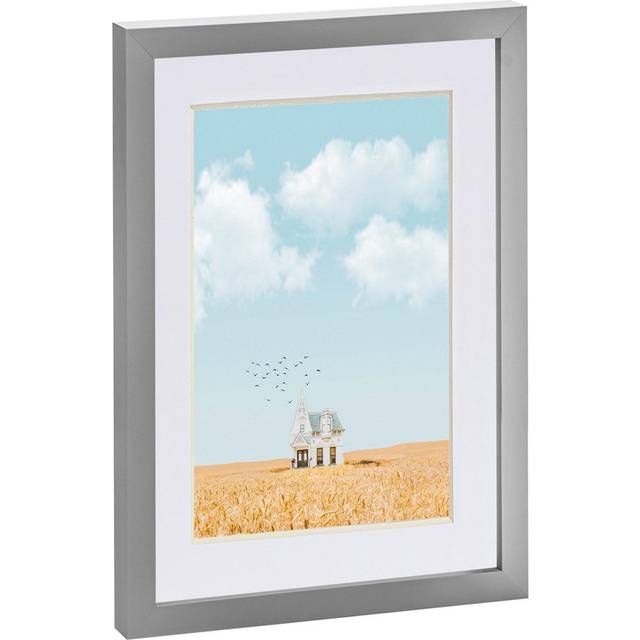 Grey A4 (8" x 12") Photo Frame with A5 Mount - White Mount