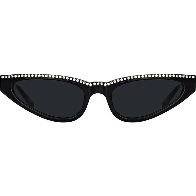 Slim Cat Eye Sunglasses in Black and Crystals