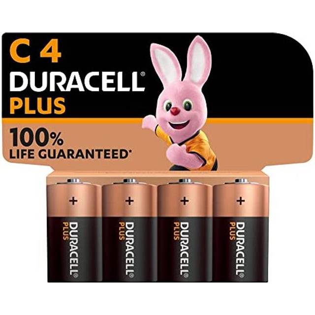 Plus C Batteries (4 Pack) - Alkaline 1.5V - 100% Life Guaranteed - Reliability For Everyday Devices - 0% Plastic Packaging - 10 Year Storage - MN1400