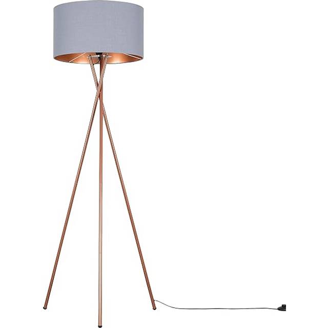 Valuelights Camden Copper Metal Tripod Floor Lamp With Grey & Copper Lamp Shade - One Size