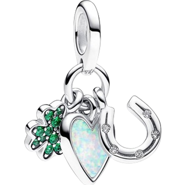 Pandora Four Leaf Clover, Heart and Horseshoe Triple Dangle Charms