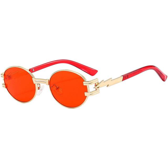 (C4) Fashion Round Sunglasses Mens Women Luxury Gold Metal Bar Hip Hop Shades Glasses