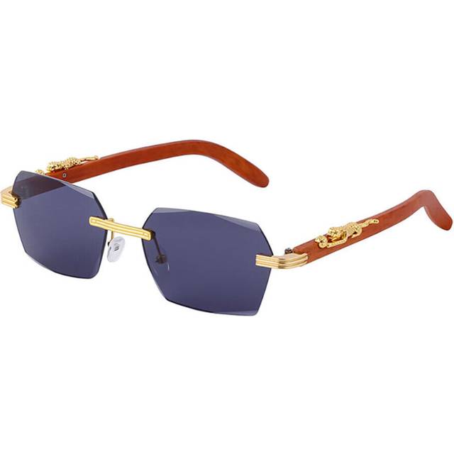 (Gray) Fashion Wood Grain Square Hip Hop Sunglasses Men's Women Outdoor Shades Glasses