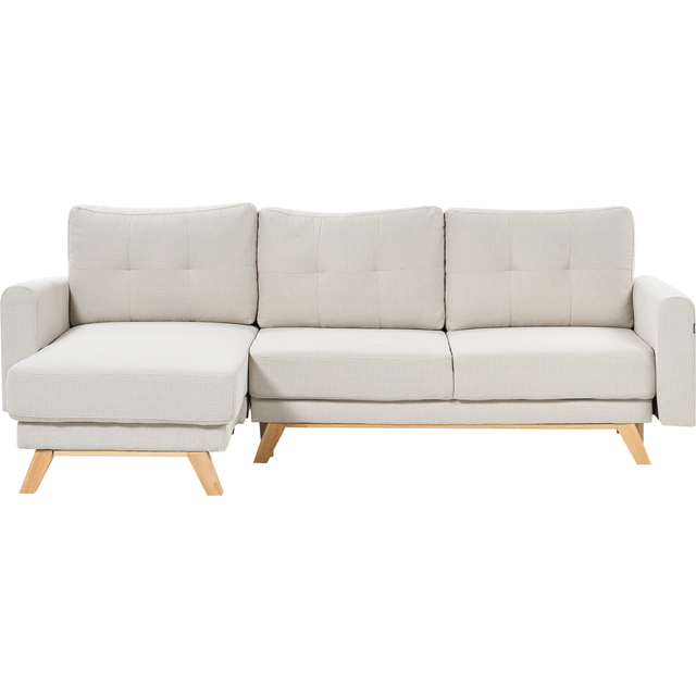 Beliani Corner Sofa Bed 3 Seater Siro Fabric Light Beige With Storage Right Hand - One Size