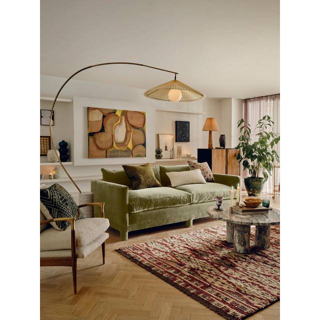 Ashford Three Seater Sofa, Velvet, Lichen