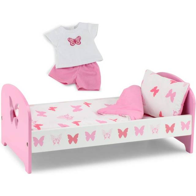 "Emily Rose 18-inch Doll Pink Toy Bed & Matching Doll PJs! - Butterfly | 18"" Doll Bed Furniture with Bedding and Doll Pajamas Gift Set!"