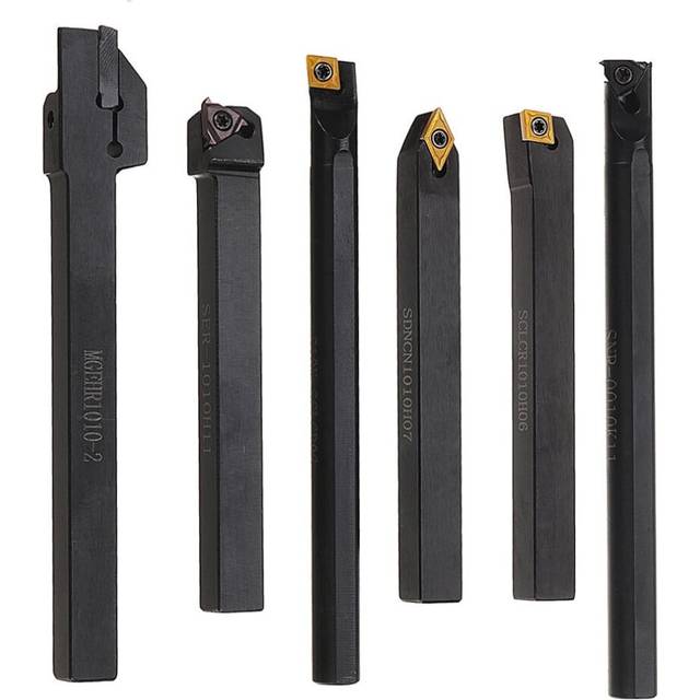 6pcs 10mm Shank Lathe Turning Tool Holder Boring Bar CNC Tools Set With Carbide Inserts And Wrenches