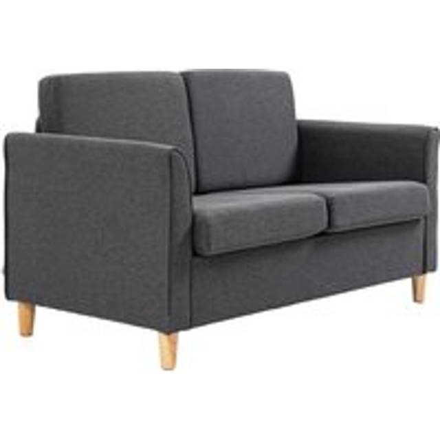 Homcom Compact Loveseat Sofa, Modern 2 Seater Sofa For Living Room With Wood Legs And Armrests, Dark Grey