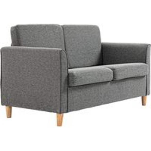 HOMCOM Compact Loveseat Sofa, Modern 2 Seater Sofa for Living Room with Wood Legs and Armrests, Grey
