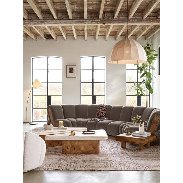 Noelle Modular Curved Sofa, Six Seater, Velvet Taupe