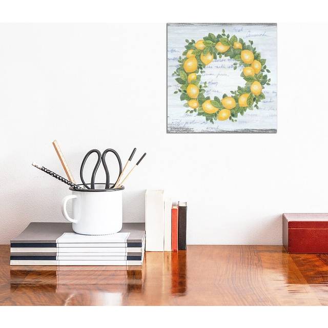 Lemon Wreath by Annie Lapoint - Wrapped Canvas Graphic Art (30.48cm H x 30.48cm W x 1.91cm D)