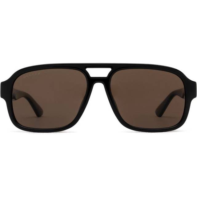 Gucci Man GG1342S 002 Solglasögon Plast Svart Brun Pilot Polariserad
