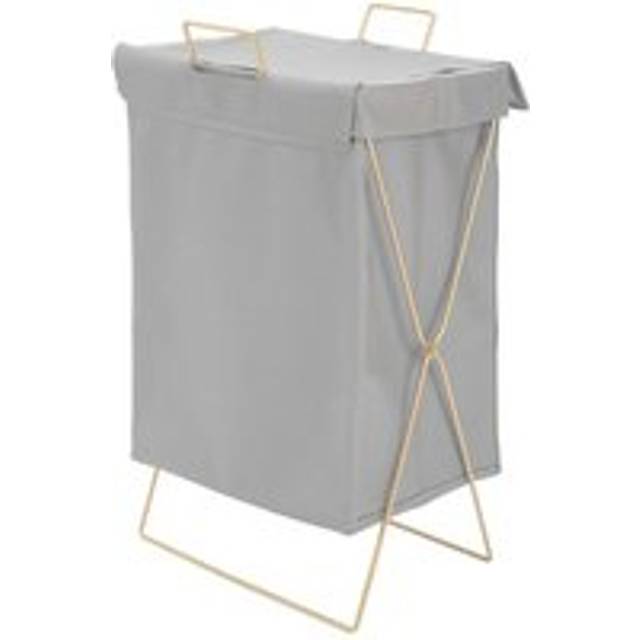 Collapsible PU Leather Laundry Hamper with Metal Frame