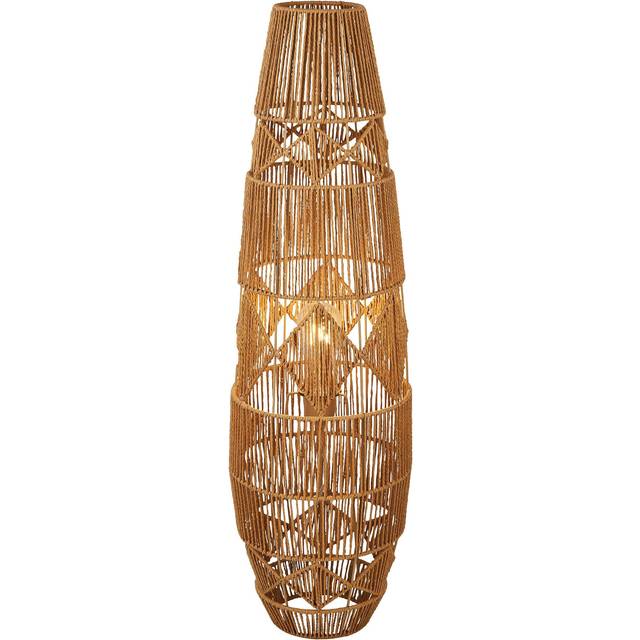 Diamond Pattern Rattan Floor Lamp - Natural