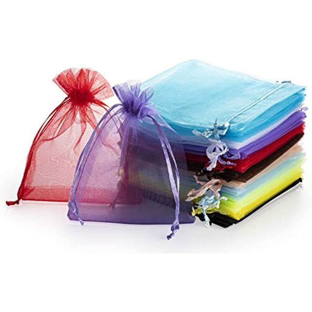 100pcs 5x7 Inches 10 Color Organza Gift Bags with Drawstring Assorted Color Jewelry Pouches Wedding Party Christmas Favor Gift Bags drawstring goody b