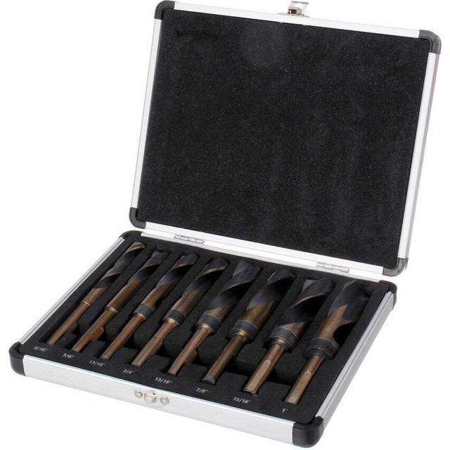 (2:Aluminum box) 8pcs 1/2 Inch Shank HSS 4241 Twist Drill Bit Set 9/16 to 1 Inch Twist Drill for Wood Metal