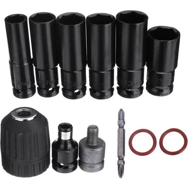 10pcs Socket Wrench Keyless Drill Chuck Drill Screwdriver Bit Adapter Set