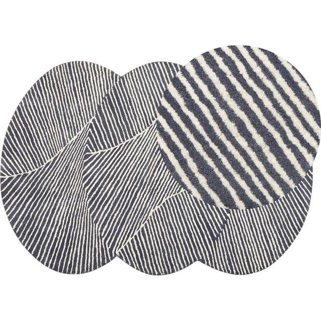 Wool Oval Area Rug 140 x 200 cm White and Graphite Grey ZABOL