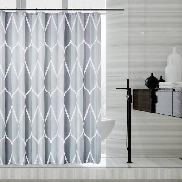 LLSCL Grey Grid Fabric Shower Curtain Liner with Magnets  Waterproof Hotel Quality  72 x 72 Machine Washable