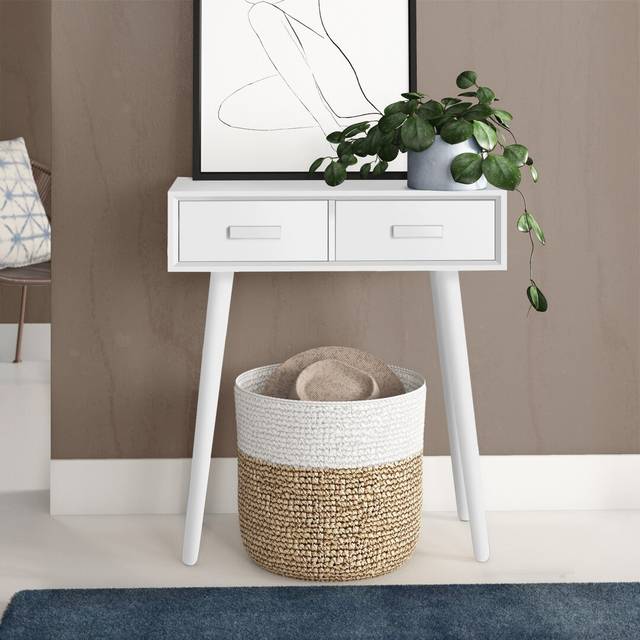 Dudley 71Cm Console Table - Distressed White (78.23cm H X 71cm W X 35cm D)
