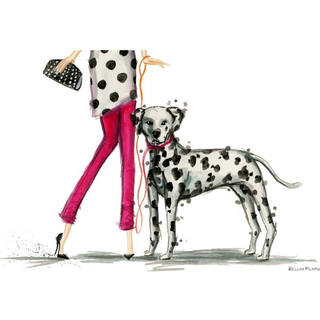'Girls Best Friend, Darla and her Dalmatian' Painting on Wrapped Canvas (20.32 cm H x 30.48 cm W)