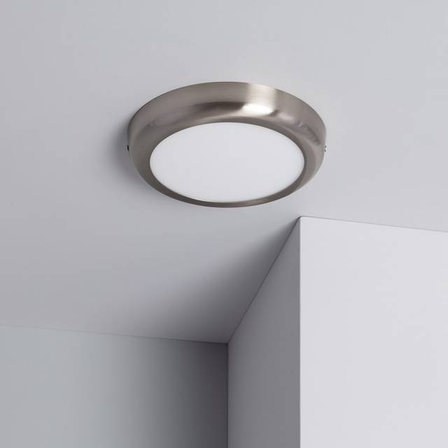 18W Metal Round LED Flush Ceiling Light 225 mm 4000K - 4500K - Silver