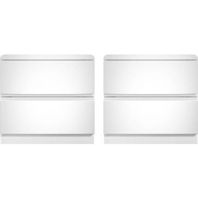 Kids White High Gloss 2 Drawer Bedside Table - Lyra
