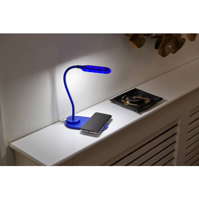 Auraglow Flexible Lamp with 10W Qi Wireless Fast Charger - Two Pack - Blue (17cm H X 10.6cm W X 6.5cm D)