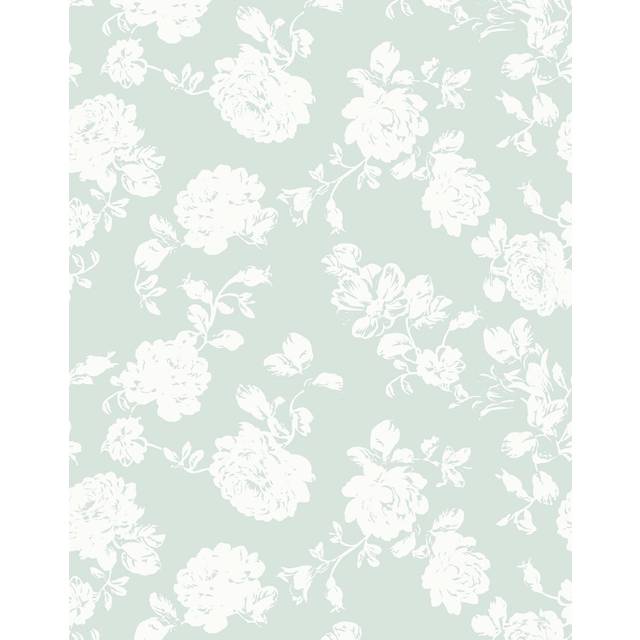 Auda 7m x 75cm Matte Stencil Effect Floral Wallpaper Roll - Green