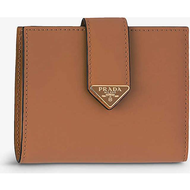 Prada Womens Brown Brand-plaque Small Grained-leather Wallet 1 Size - BROWN