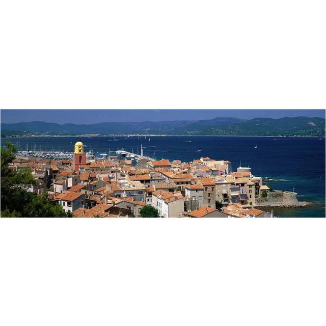 High-Angle View of Coastal Landscape, Saint-Tropez, Provence-Alpes-Cote D'azur, France - Wrapped Canvas Panoramic Photograph (152.4 cm H x 50.8 cm W x 1.91 cm D)