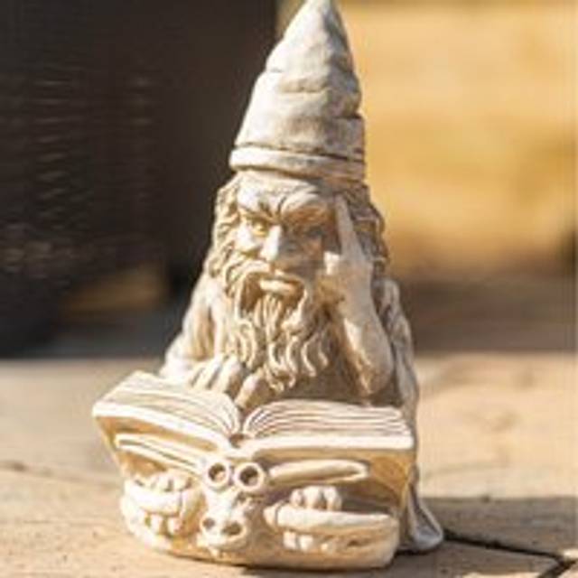 White Stone Garden Wizard Ornament, Stone Effect Wizard Garden Sculpture Ornament Statue