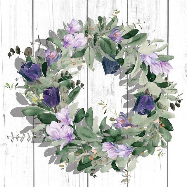 Purple Tulip Wreath II by Jennifer Paxton Parker - Wrapped Canvas Painting (30.48cm H x 30.48cm W x 1.905cm D)