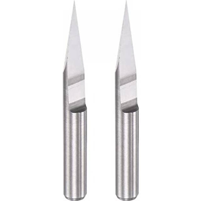 "Wood Engraving Router Bit, 1/8"" 3.175mm Shank 0.1mm Tip 20 Degree Solid Carbide CNC 3D Milling Cutter, for Carving Acrylic PVC MDF Plastic, 2pcs"