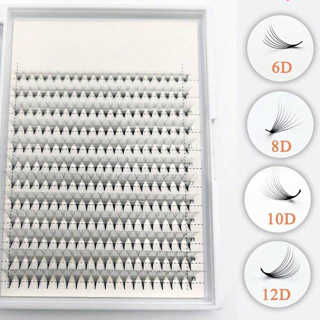 SHEIN 6D 8D 10D 12D  Large Tray Fans Pointy Sharp Slim Eyelashes Extensions 0.07MM C D Curl 8-15 MIX Tips Heat Bonded Volume Premade Fans Lashes Pre-Made Fa