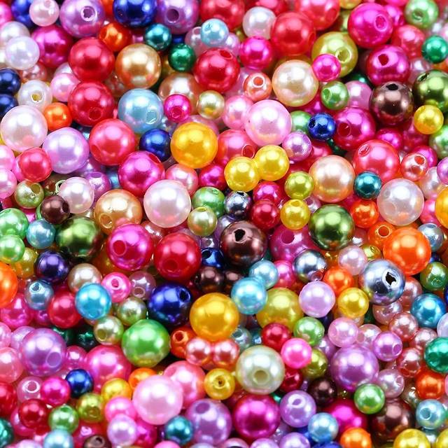 SHEIN 500pcs 4/6/8/10/12mm White Faux Pearl Craft Beads Loose Faux Pearls With Holes For Jewelry Making Faux Small Tiny Fake Faux Pearl Beads For Bracelet N