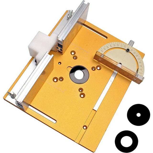 Aluminum Router Table Insert Plate W/Miter Gauge For Woodworking Benches Table Saw Multifunctional Trimmer Engraving Machine